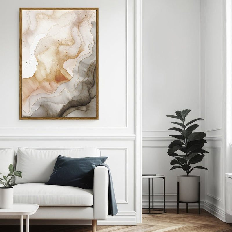 Canvas Wall Art Stretched Over Wooden Frame with Floating Frame and Shades Of Brown Painting CV4223 - Al Rugaib Furniture