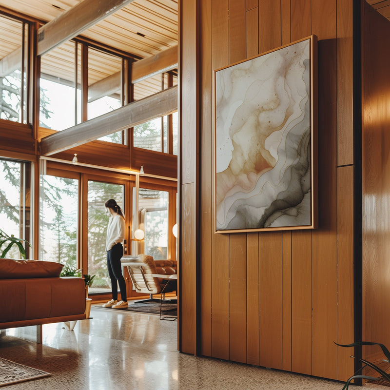 Canvas Wall Art Stretched Over Wooden Frame with Floating Frame and Shades Of Brown Painting CV4223 - Al Rugaib Furniture