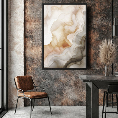 Canvas Wall Art Stretched Over Wooden Frame with Floating Frame and Shades Of Brown Painting CV4223 - Al Rugaib Furniture