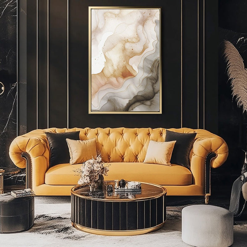 Canvas Wall Art Stretched Over Wooden Frame with Floating Frame and Shades Of Brown Painting CV4223 - Al Rugaib Furniture