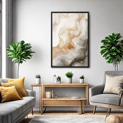 Canvas Wall Art Stretched Over Wooden Frame with Floating Frame and Shades Of Brown Painting CV4223 - Al Rugaib Furniture