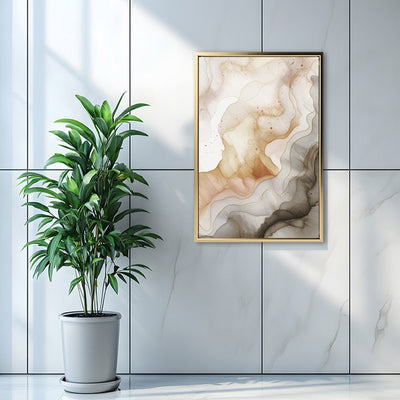 Canvas Wall Art Stretched Over Wooden Frame with Floating Frame and Shades Of Brown Painting CV4223 - Al Rugaib Furniture