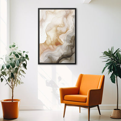 Canvas Wall Art Stretched Over Wooden Frame with Floating Frame and Shades Of Brown Painting CV4223 - Al Rugaib Furniture