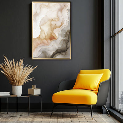 Canvas Wall Art Stretched Over Wooden Frame with Floating Frame and Shades Of Brown Painting CV4223 - Al Rugaib Furniture