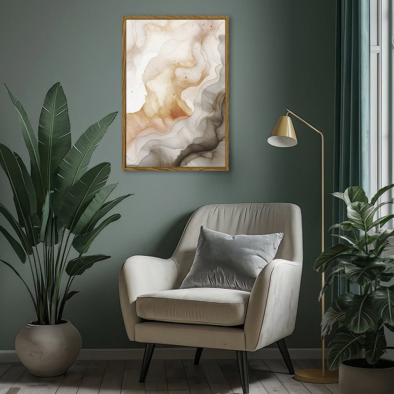 Canvas Wall Art Stretched Over Wooden Frame with Floating Frame and Shades Of Brown Painting CV4223 - Al Rugaib Furniture