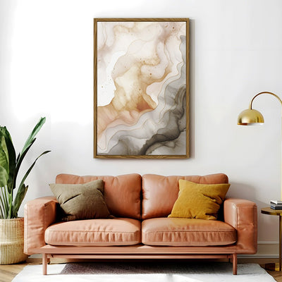 Canvas Wall Art Stretched Over Wooden Frame with Floating Frame and Shades Of Brown Painting CV4223 - Al Rugaib Furniture