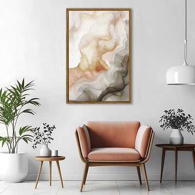 Canvas Wall Art Stretched Over Wooden Frame with Floating Frame and Shades Of Brown Painting CV4223 - Al Rugaib Furniture