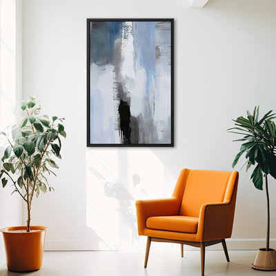 Canvas Wall Art Stretched Over Wooden Frame with Floating Frame and Shades Of Grey Abstract Painting CV4224 - Al Rugaib Furniture