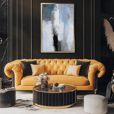 Canvas Wall Art Stretched Over Wooden Frame with Floating Frame and Shades Of Grey Abstract Painting CV4224 - Al Rugaib Furniture