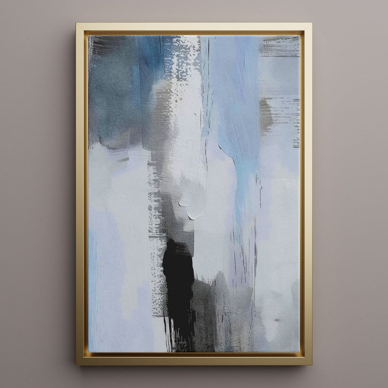 Canvas Wall Art Stretched Over Wooden Frame with Floating Frame and Shades Of Grey Abstract Painting CV4224 - Al Rugaib Furniture