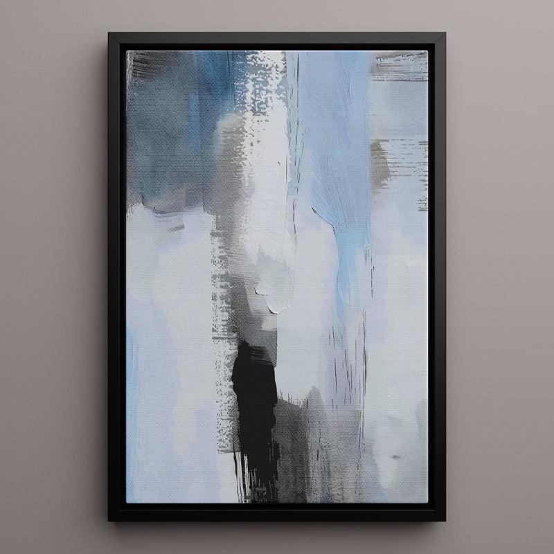 Canvas Wall Art Stretched Over Wooden Frame with Floating Frame and Shades Of Grey Abstract Painting CV4224 - Al Rugaib Furniture