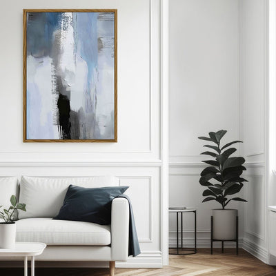 Canvas Wall Art Stretched Over Wooden Frame with Floating Frame and Shades Of Grey Abstract Painting CV4224 - Al Rugaib Furniture