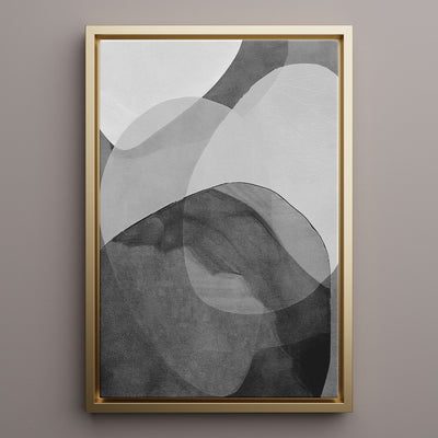 Canvas Wall Art Stretched Over Wooden Frame with Floating Frame and Shades Of Grey Abstract Painting CV4225 - Al Rugaib Furniture
