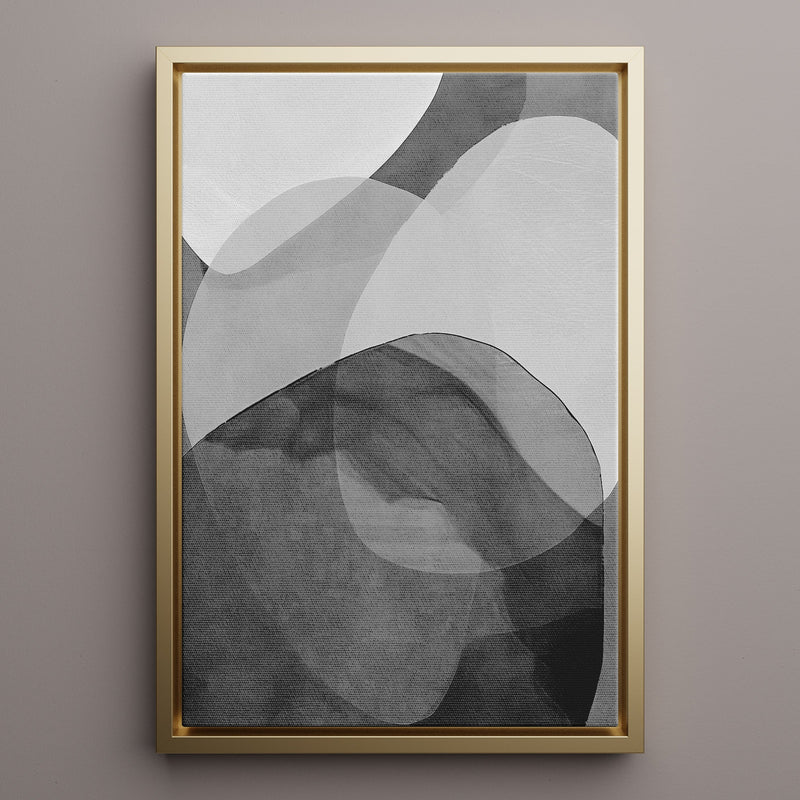 Canvas Wall Art Stretched Over Wooden Frame with Floating Frame and Shades Of Grey Abstract Painting CV4225 - Al Rugaib Furniture