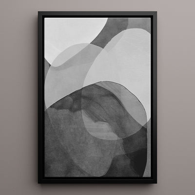 Canvas Wall Art Stretched Over Wooden Frame with Floating Frame and Shades Of Grey Abstract Painting CV4225 - Al Rugaib Furniture