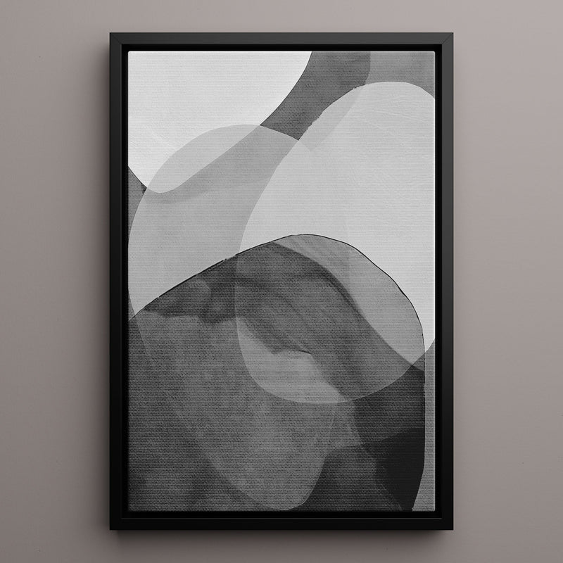 Canvas Wall Art Stretched Over Wooden Frame with Floating Frame and Shades Of Grey Abstract Painting CV4225 - Al Rugaib Furniture