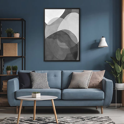 Canvas Wall Art Stretched Over Wooden Frame with Floating Frame and Shades Of Grey Abstract Painting CV4225 - Al Rugaib Furniture