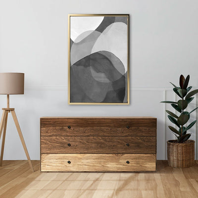 Canvas Wall Art Stretched Over Wooden Frame with Floating Frame and Shades Of Grey Abstract Painting CV4225 - Al Rugaib Furniture