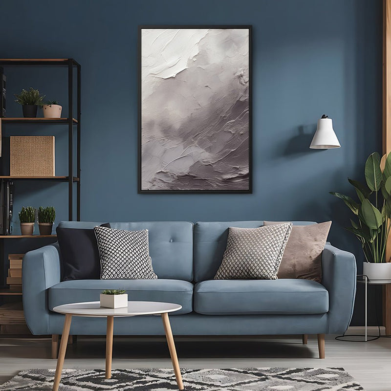 Canvas Wall Art Stretched Over Wooden Frame with Floating Frame and Shades Of Grey Painting CV4226 - Al Rugaib Furniture