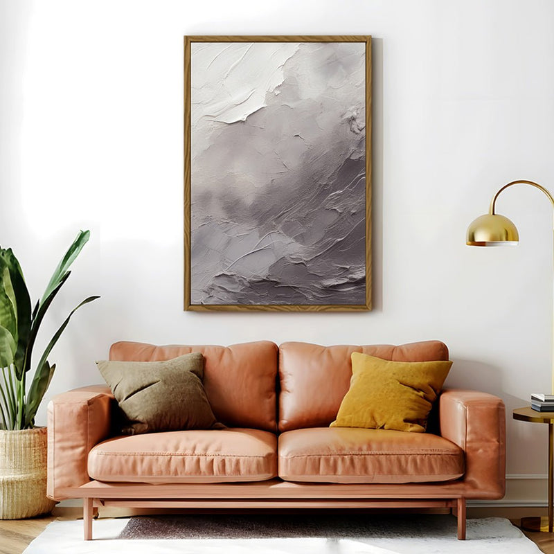 Canvas Wall Art Stretched Over Wooden Frame with Floating Frame and Shades Of Grey Painting CV4226 - Al Rugaib Furniture