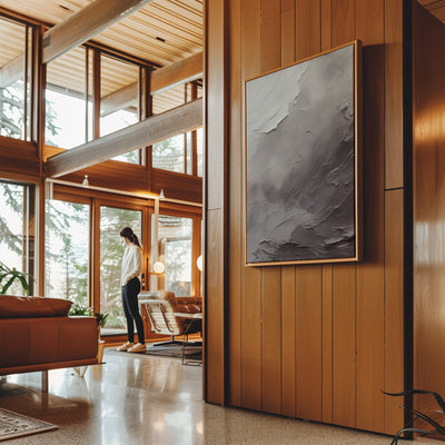 Canvas Wall Art Stretched Over Wooden Frame with Floating Frame and Shades Of Grey Painting CV4226 - Al Rugaib Furniture