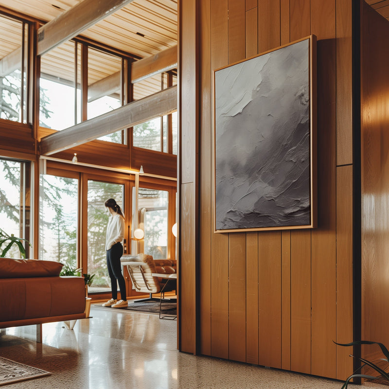 Canvas Wall Art Stretched Over Wooden Frame with Floating Frame and Shades Of Grey Painting CV4226 - Al Rugaib Furniture