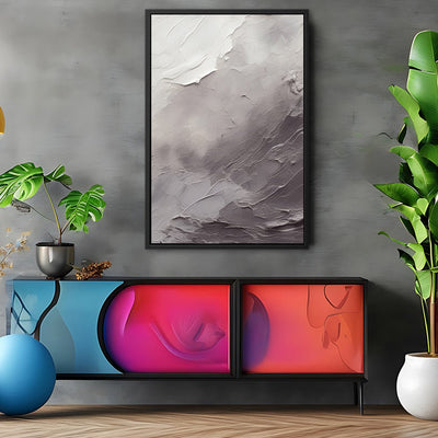 Canvas Wall Art Stretched Over Wooden Frame with Floating Frame and Shades Of Grey Painting CV4226 - Al Rugaib Furniture