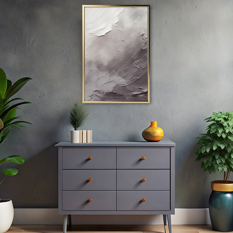 Canvas Wall Art Stretched Over Wooden Frame with Floating Frame and Shades Of Grey Painting CV4226 - Al Rugaib Furniture