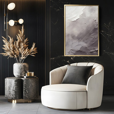 Canvas Wall Art Stretched Over Wooden Frame with Floating Frame and Shades Of Grey Painting CV4226 - Al Rugaib Furniture