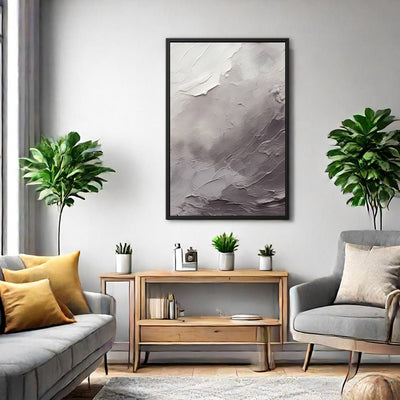 Canvas Wall Art Stretched Over Wooden Frame with Floating Frame and Shades Of Grey Painting CV4226 - Al Rugaib Furniture