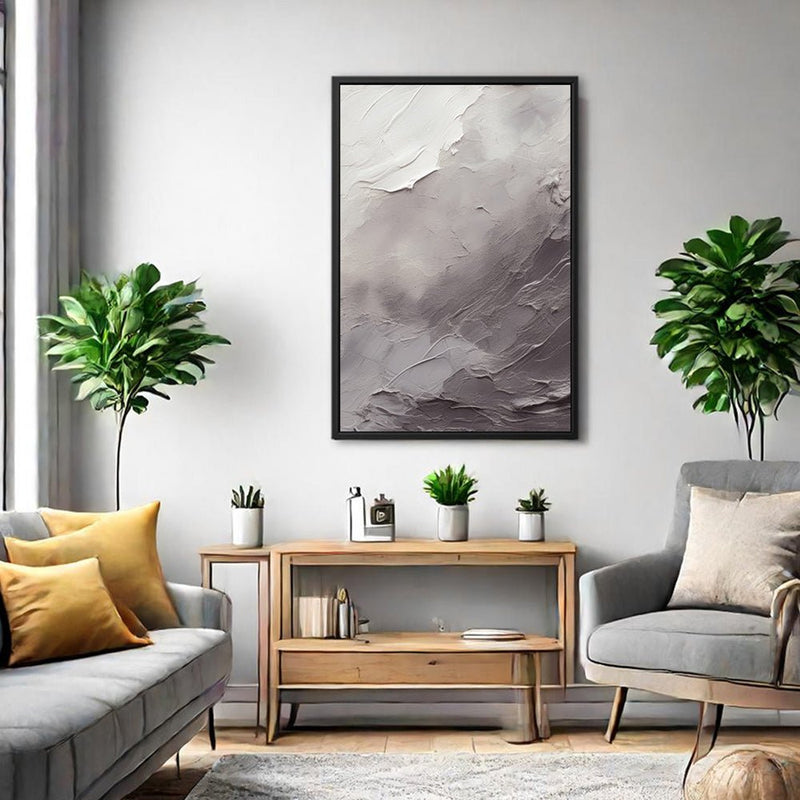 Canvas Wall Art Stretched Over Wooden Frame with Floating Frame and Shades Of Grey Painting CV4226 - Al Rugaib Furniture