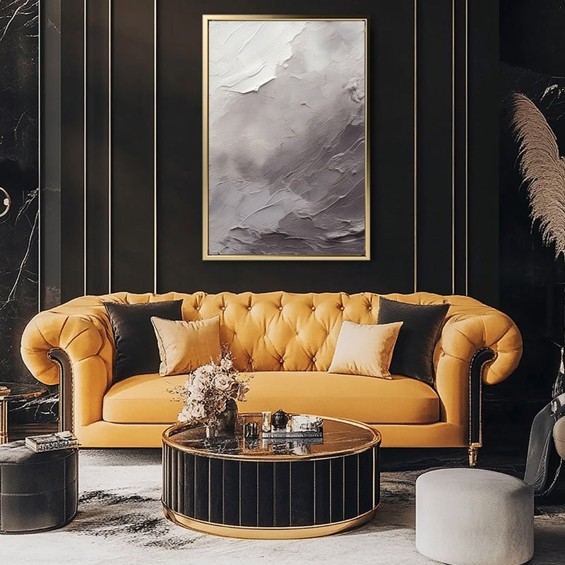 Canvas Wall Art Stretched Over Wooden Frame with Floating Frame and Shades Of Grey Painting CV4226 - Al Rugaib Furniture