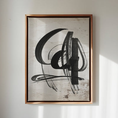 Canvas Wall Art Stretched Over Wooden Frame with Floating Frame and Shapes Abstract Painting CV4235 - Al Rugaib Furniture