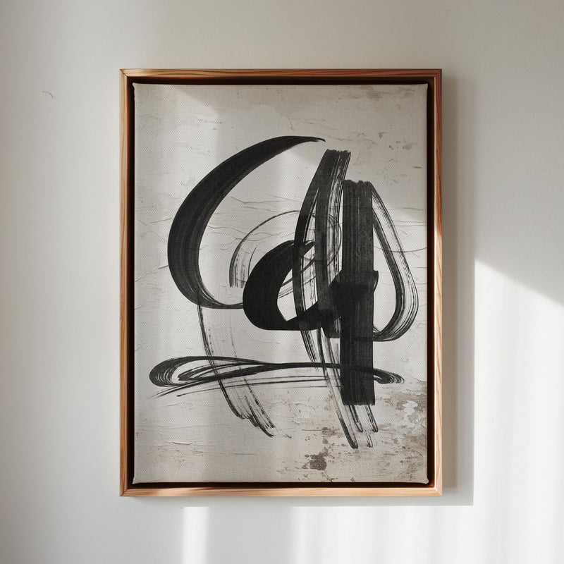 Canvas Wall Art Stretched Over Wooden Frame with Floating Frame and Shapes Abstract Painting CV4235 - Al Rugaib Furniture