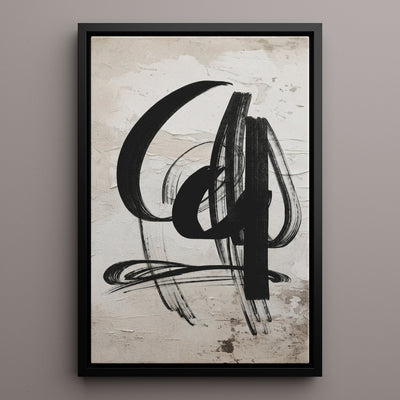 Canvas Wall Art Stretched Over Wooden Frame with Floating Frame and Shapes Abstract Painting CV4235 - Al Rugaib Furniture