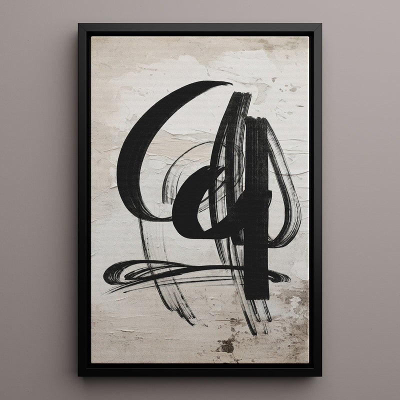 Canvas Wall Art Stretched Over Wooden Frame with Floating Frame and Shapes Abstract Painting CV4235 - Al Rugaib Furniture