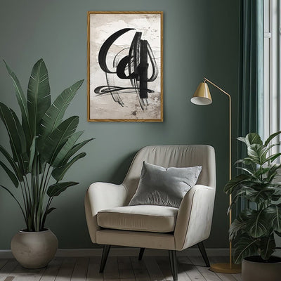 Canvas Wall Art Stretched Over Wooden Frame with Floating Frame and Shapes Abstract Painting CV4235 - Al Rugaib Furniture