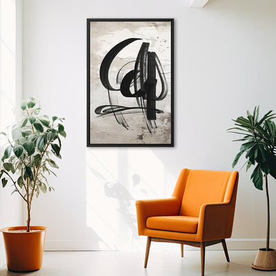 Canvas Wall Art Stretched Over Wooden Frame with Floating Frame and Shapes Abstract Painting CV4235 - Al Rugaib Furniture
