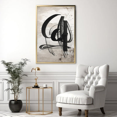 Canvas Wall Art Stretched Over Wooden Frame with Floating Frame and Shapes Abstract Painting CV4235 - Al Rugaib Furniture