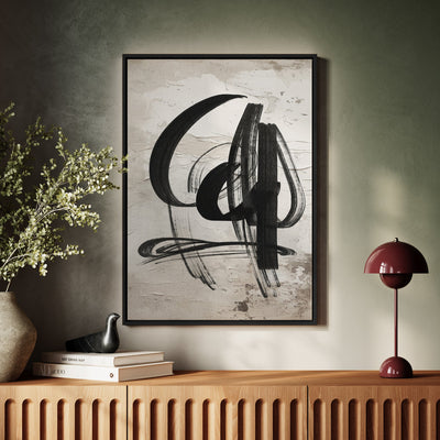 Canvas Wall Art Stretched Over Wooden Frame with Floating Frame and Shapes Abstract Painting CV4235 - Al Rugaib Furniture