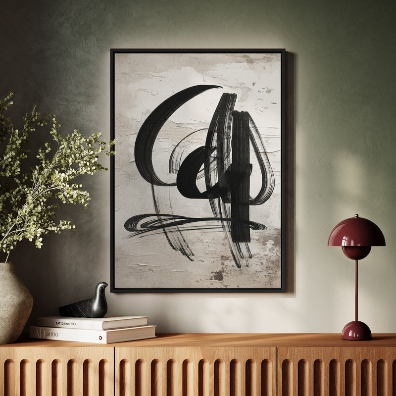 Canvas Wall Art Stretched Over Wooden Frame with Floating Frame and Shapes Abstract Painting CV4235 - Al Rugaib Furniture