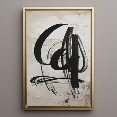 Canvas Wall Art Stretched Over Wooden Frame with Floating Frame and Shapes Abstract Painting CV4235 - Al Rugaib Furniture