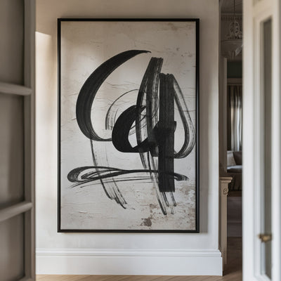 Canvas Wall Art Stretched Over Wooden Frame with Floating Frame and Shapes Abstract Painting CV4235 - Al Rugaib Furniture