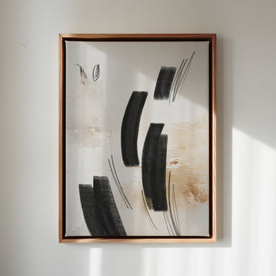 Canvas Wall Art Stretched Over Wooden Frame with Floating Frame and Shapes Abstract Painting CV4236 - Al Rugaib Furniture