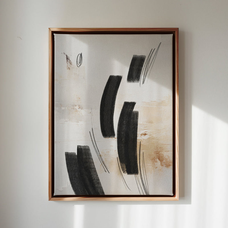 Canvas Wall Art Stretched Over Wooden Frame with Floating Frame and Shapes Abstract Painting CV4236 - Al Rugaib Furniture