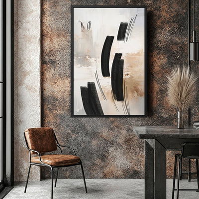 Canvas Wall Art Stretched Over Wooden Frame with Floating Frame and Shapes Abstract Painting CV4236 - Al Rugaib Furniture