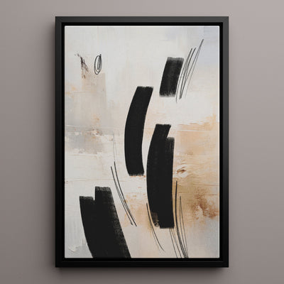 Canvas Wall Art Stretched Over Wooden Frame with Floating Frame and Shapes Abstract Painting CV4236 - Al Rugaib Furniture