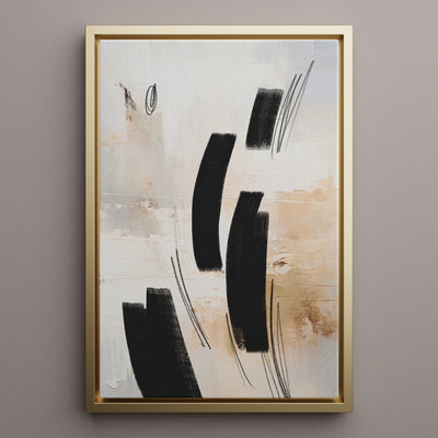 Canvas Wall Art Stretched Over Wooden Frame with Floating Frame and Shapes Abstract Painting CV4236 - Al Rugaib Furniture