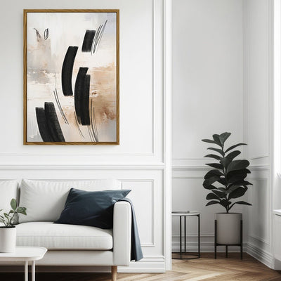 Canvas Wall Art Stretched Over Wooden Frame with Floating Frame and Shapes Abstract Painting CV4236 - Al Rugaib Furniture