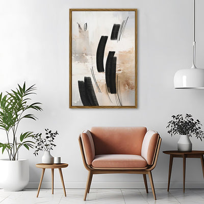 Canvas Wall Art Stretched Over Wooden Frame with Floating Frame and Shapes Abstract Painting CV4236 - Al Rugaib Furniture
